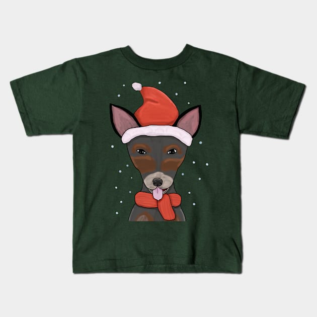 Christmas rat terrier Kids T-Shirt by Antiope